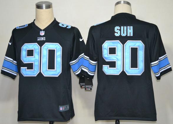 Nike Detroit Lions 90# Ndamukong Suh Black Game NFL Jerseys Cheap