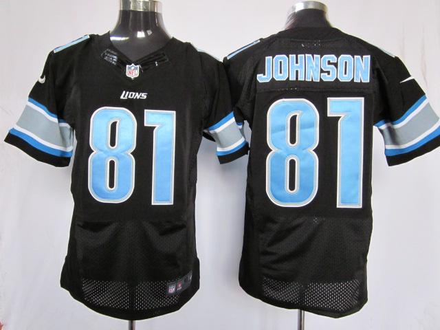 Nike Detroit Lions 81# Calvin Johnson Black Elite Nike NFL Jerseys Cheap