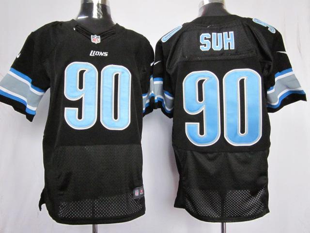 Nike Detroit Lions 90# Ndamukong Suh Black Elite NFL Jerseys Cheap