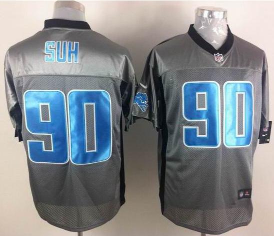 Nike Detroit Lions 90# Ndamukong Suh Grey Shadow NFL Jerseys Cheap