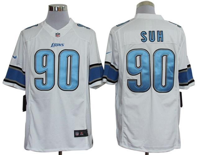 Nike Detroit Lions 90# Ndamukong Suh White Game LIMITED NFL Jerseys Cheap