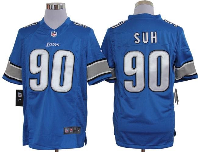 Nike Detroit Lions 90# Ndamukong Suh Blue Game LIMITED NFL Jerseys Cheap