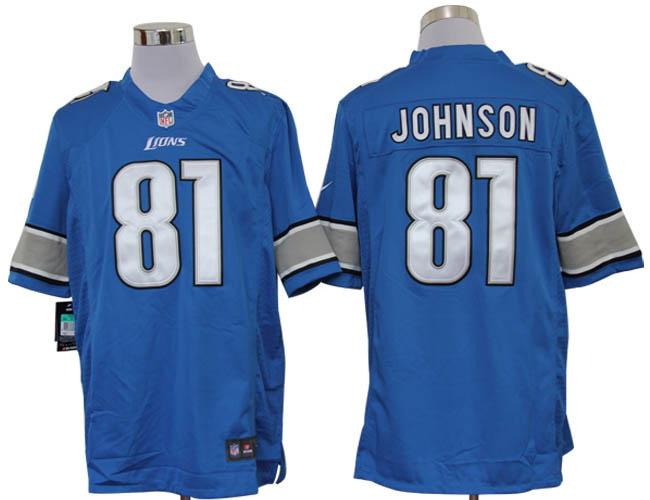 Nike Detroit Lions 81# Calvin Johnson Blue Game LIMITED NFL Jerseys Cheap