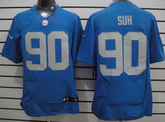 Nike Detroit Lions 90# Ndamukong Suh Blue Elite Nike NFL Jerseys Cheap