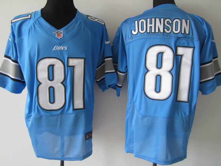 Nike Detroit Lions 81# Calvin Johnson Blue Elite Nike NFL Jerseys Cheap