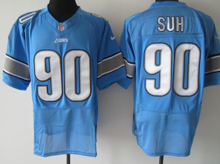 Nike Detroit Lions 90# Ndamukong Suh Blue Elite Nike NFL Jerseys Cheap