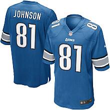 Nike Detroit Lions 81# Calvin Johnson Blue Nike NFL Jerseys Cheap