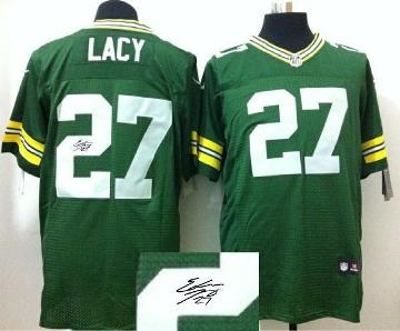 Nike Green Bay Packers 27 Eddie Lacy Green Elite Signed NFL Jerseys Cheap