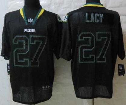 Nike Green Bay Packers 27 Eddie Lacy Lights Out Black NFL Jerseys Cheap