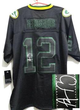 Nike Green Bay Packers 12 Aaron Rodgers Elite Light Out Black Signed NFL Jerseys Cheap