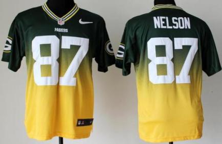 Nike Green Bay Packers 87 Jordy Nelson Green Yellow Drift Fashion II Elite NFL Jerseys Cheap