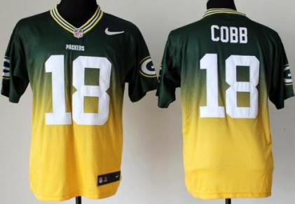Nike Green Bay Packers 18 Randall Cobb Green Yellow Drift Fashion II Elite NFL Jerseys Cheap