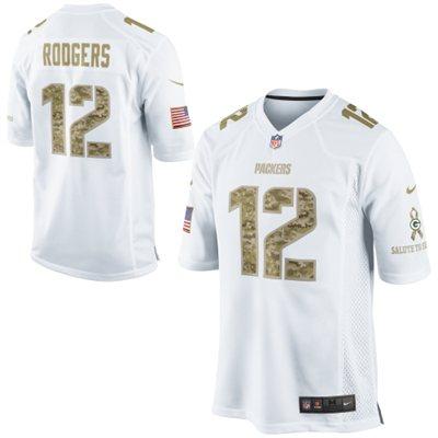 Nike Green Bay Packers 12 Aaron Rodgers White Salute to Service Game NFL Jersey Cheap