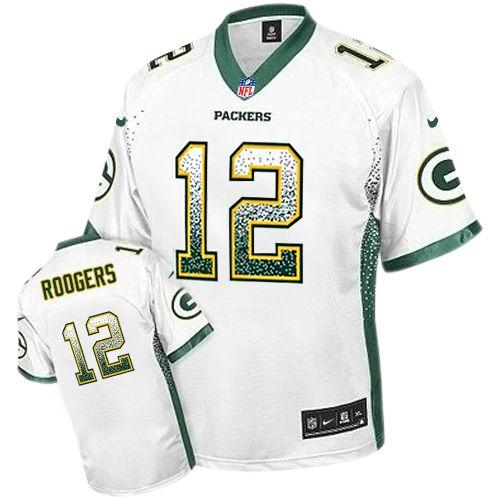 Nike Green Bay Packers 12 Aaron Rodgers White Drift Fashion Elite NFL Jerseys Cheap