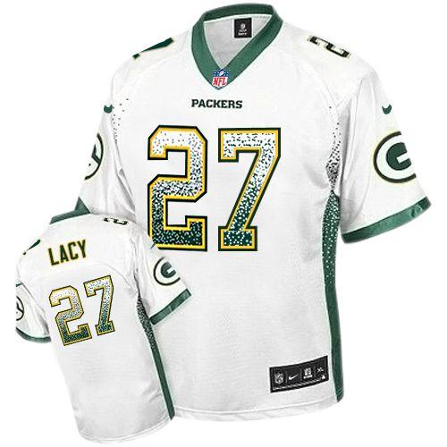 Nike Green Bay Packers 27 Eddie Lacy White Drift Fashion Elite NFL Jerseys Cheap