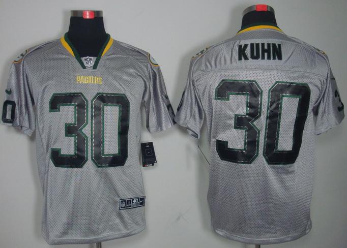 Nike Green Bay Packers 30# John Kuhn Grey Lights Out Elite NFL Jerseys Cheap