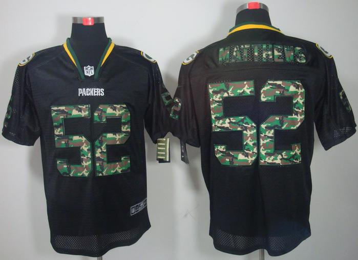 Nike Green Bay Packers #52 Clay Matthews Black Camo Fashion Elite NFL Jerseys Camo Number Cheap