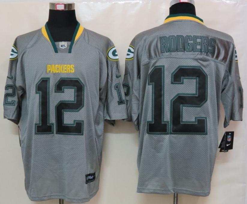 Nike Green Bay Packers 12 Aaron Rodgers Grey Lights Out Elite NFL Jerseys Cheap