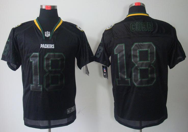 Nike Green Bay Packers #18 Randall Cobb Lights Out Black NFL Jerseys Cheap