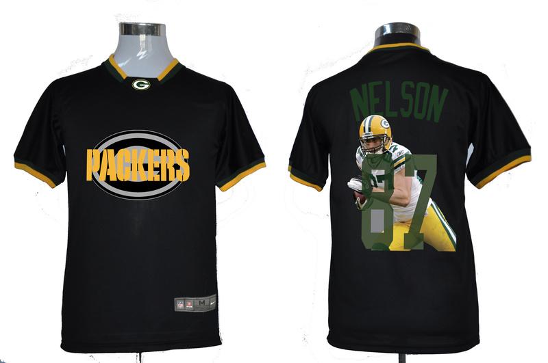 Green Bay Packers 87 Jordy Nelson Black All-Star Fashion NFL Jerseys Cheap