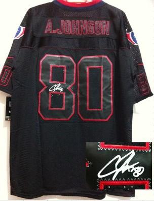 Nike Houston Texans 80 Andre Johnson Elite Light Out Black Signed NFL Jerseys Cheap