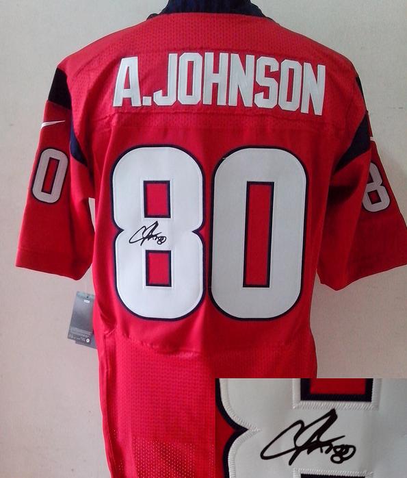 Nike Houston Texans #80 Andre Johnson Red Signed Elite NFL Jerseys Cheap