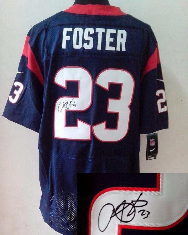 Nike Houston Texans #23 Arian Foster Blue Signed Elite NFL Jerseys Cheap