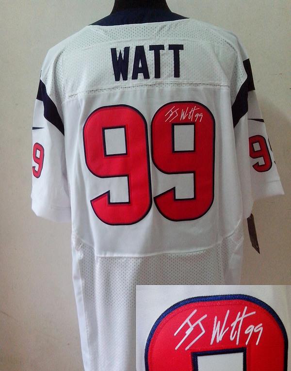 Nike Houston Texans 99# J.J. Watt White Signed Elite NFL Jerseys Cheap