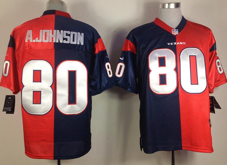 Nike Houston Texans #80 Andre Johnson Blue-Red Split Elite NFL Jerseys Cheap
