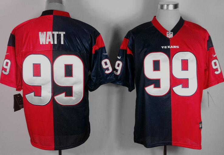 Nike Houston Texans 99# J.J. Watt Blue-Red Split Elite NFL Jerseys Cheap