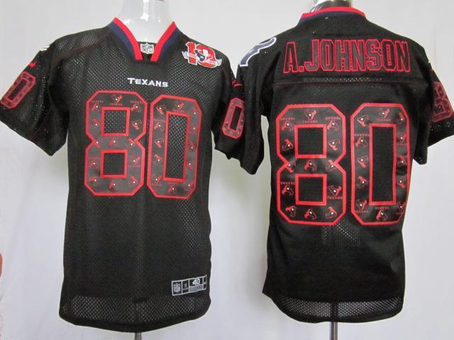 Nike Houston Texans #80 Andre Johnson Lights Out Black Elite NFL Jerseys W 10th Patch Cheap