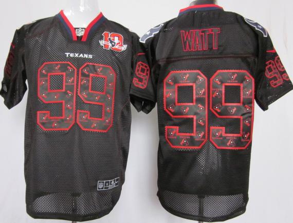 Nike Houston Texans 99# J.J. Watt Lights Out Black Elite NFL Jerseys W 10th Patch Cheap
