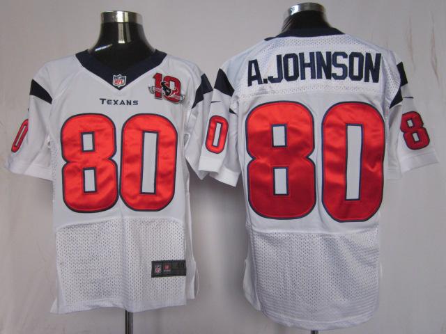 Nike Houston Texans #80 Andre Johnson White Elite Nike NFL Jerseys W 10th Patch Cheap