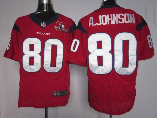 Nike Houston Texans #80 Andre Johnson Red Elite Nike NFL Jerseys W 10th Patch Cheap