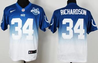 Nike Indianapolis Colts 34 Trent Richardson Blue White Drift Fashion II Elite 30th Seasons Patch NFL Jersey Cheap