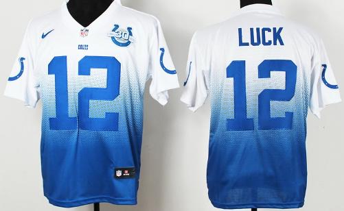 Nike Indianapolis Colts 12 Andrew Luck White Blue Drift Fashion II Elite 30th Seasons Patch NFL Jersey Cheap