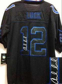 Nike Indianapolis Colts 12 Andrew Luck Elite Light Out Black Signed NFL Jerseys Cheap