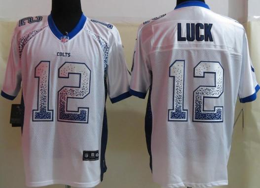 Nike Indianapolis Colts #12 Andrew Luck Drift Fashion Elite White NFL Jerseys Cheap