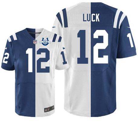 Nike Indianapolis Colts #12 Andrew Luck Elite Team Road Two Color Split 30th Seasons Patch NFL Jerseys Cheap