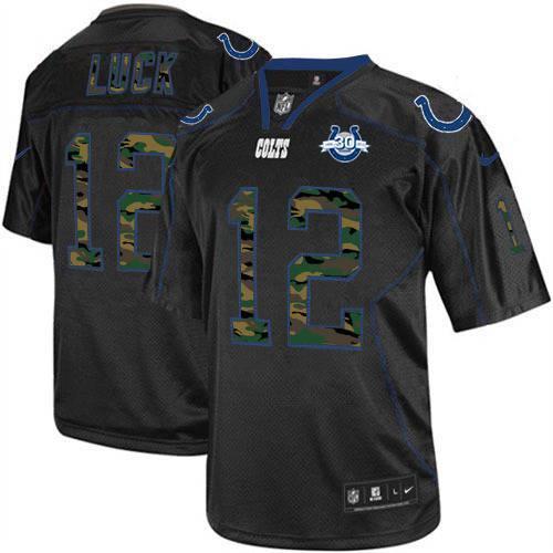 Nike Indianapolis Colts #12 Andrew Luck Elite Black Camo Fashion 30th Seasons Patch NFL Jerseys Cheap