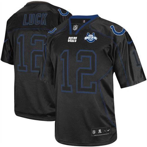 Nike Indianapolis Colts #12 Andrew Luck Light Out Black Elite 30th Seasons Patch NFL Jerseys Cheap