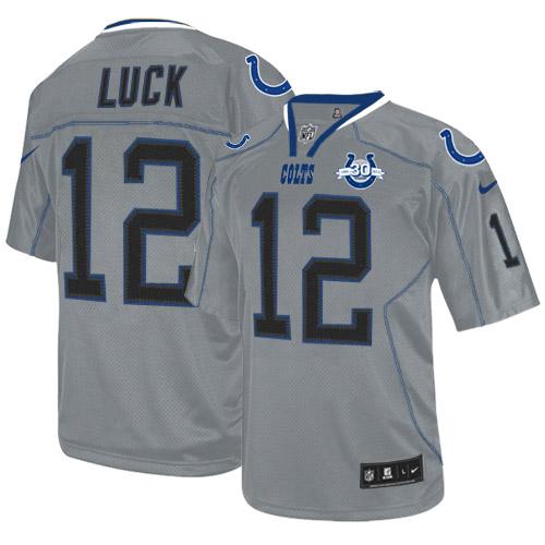 Nike Indianapolis Colts #12 Andrew Luck Elite Lights Out Grey 30th Seasons Patch NFL Jerseys Cheap
