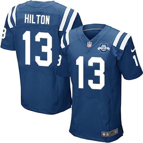 Nike Indianapolis Colts #13 T.Y. Hilton Elite Blue 30th Seasons Patch NFL Jerseys Cheap