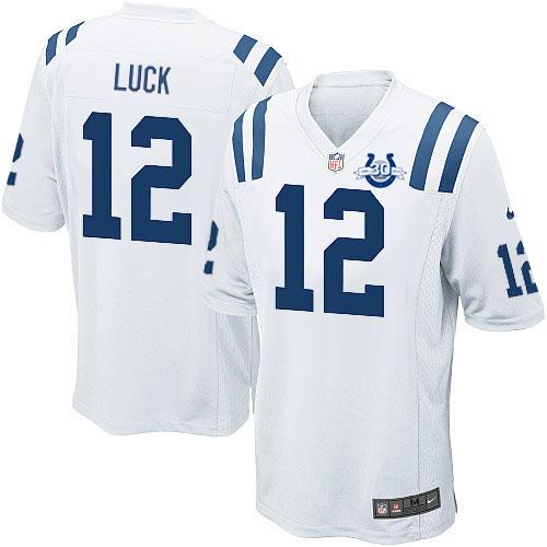 Nike Indianapolis Colts #12 Andrew Luck Game White 30th Seasons Patch NFL Jerseys Cheap