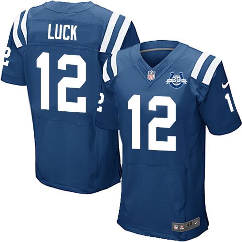 Nike Indianapolis Colts #12 Andrew Luck Blue Elite 30th Seasons Patch NFL Jerseys Cheap