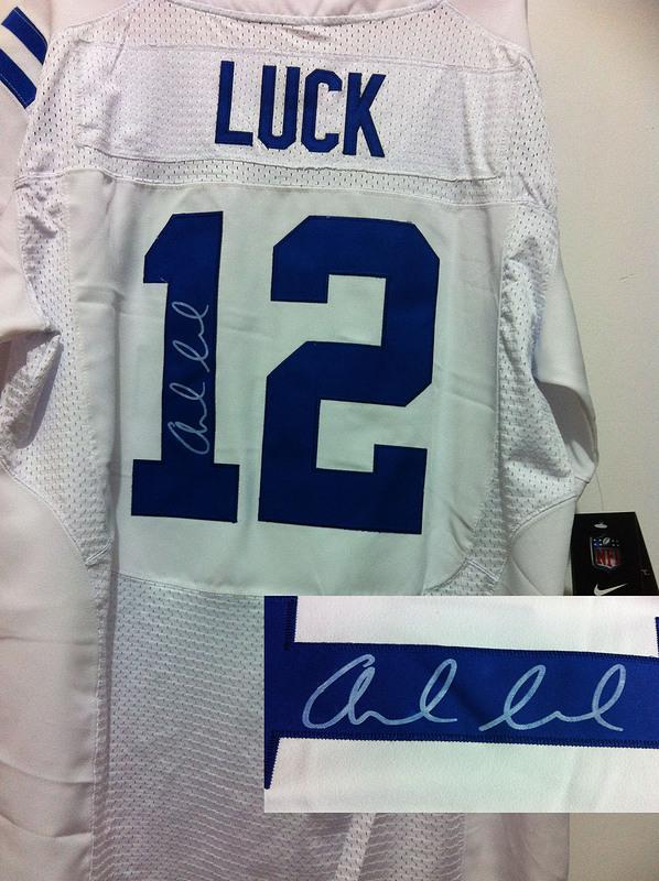 Nike Indianapolis Colts #12 Andrew Luck White Signed Elite NFL Jerseys Cheap
