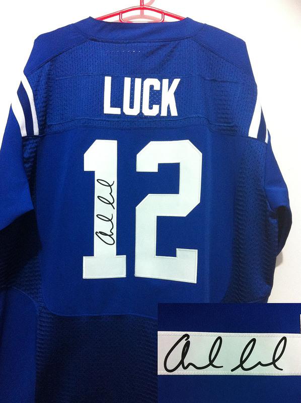 Nike Indianapolis Colts #12 Andrew Luck Blue Signed Elite NFL Jerseys Cheap