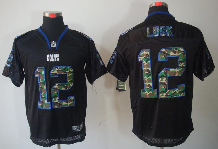 Nike Indianapolis Colts #12 Andrew Luck Black Camo Fashion Elite NFL Jerseys Camo Number Cheap