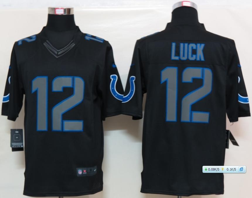 Nike Indianapolis Colts #12 Andrew Luck Black Impact Game LIMITED NFL Jerseys Cheap