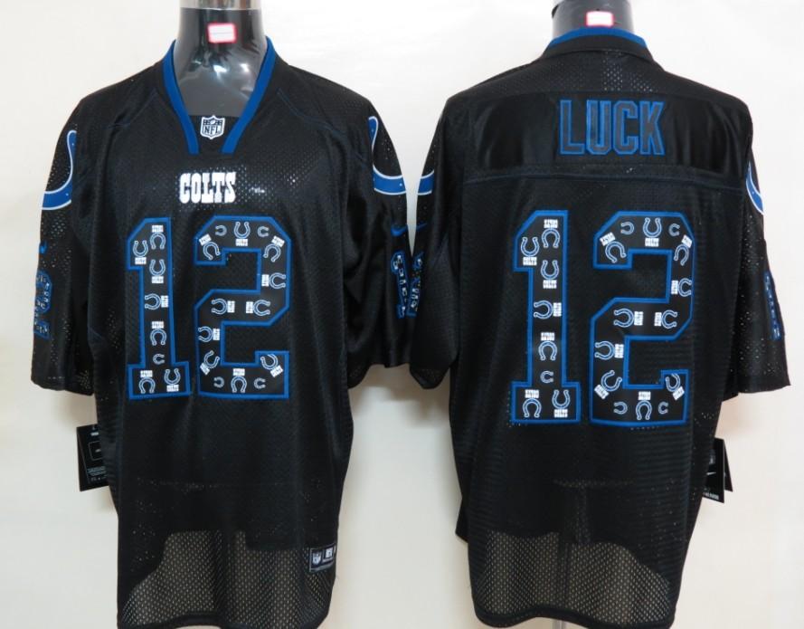 Nike Indianapolis Colts #12 Andrew Luck Lights Out Black Elite NFL Jerseys Cheap